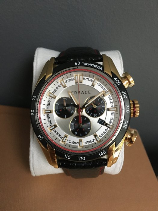  Shop Authentic Versace V-Ray Chronograph White Dial Black Leather Strap Watch for Men - VDB040014 - Luxxuri