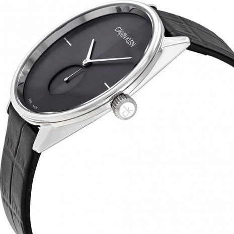  Shop Authentic Calvin Klein Accent Black Dial Black Leather Strap Watch for Men - K2Y211C3 - Luxxuri