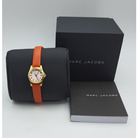  Shop Authentic Marc Jacobs Henry Dinky White Dial Orange Leather Strap Watch for Women - MBM1236 - Luxxuri
