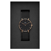  Shop Authentic Daniel Wellington Petite Ashfield Black Dial Black Mesh Strap Watch for Women - DW00100307 - Luxxuri