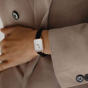  Shop Authentic Daniel Wellington Quadro White Dial Black Leather Strap Watch For Women - DW00100434 - Luxxuri