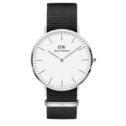 Shop Authentic Daniel Wellington Classic Cornwall White Dial Black Nylon Strap Watch For Men - DW00100260 - Luxxuri