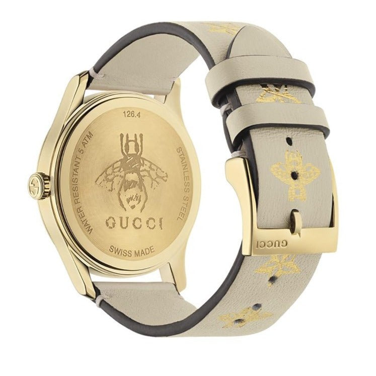  Shop Authentic Gucci G Timeless White Dial White Leather Strap Watch For Women - YA1264096 - Luxxuri