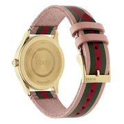  Shop Authentic Gucci G Timeless Quartz Pink Dial Three Tone Leather Strap Watch For Women - YA1264118 - Luxxuri