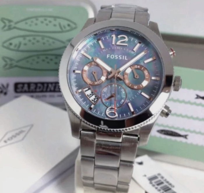  Shop Authentic Fossil Perfect Boyfriend Mother of Pearl Blue Dial Silver Steel Strap Watch for Women - ES3880 - Luxxuri