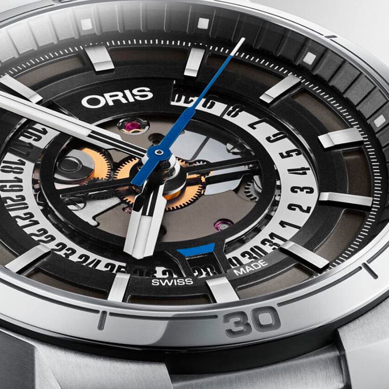  Shop Authentic Oris TT1 Engine Date Skeleton Black Dial Silver Steel Strap Watch for Men - 0173377524124-0782408 - Luxxuri