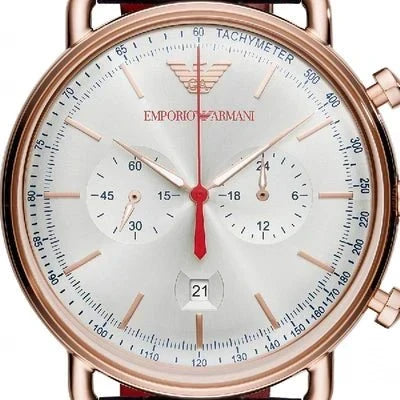  Shop Authentic Emporio Armani Aviator Silver Dial Blue Leather Strap Watch For Men - AR11123 - Luxxuri