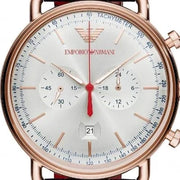  Shop Authentic Emporio Armani Aviator Silver Dial Blue Leather Strap Watch For Men - AR11123 - Luxxuri