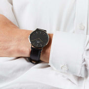  Shop Authentic Daniel Wellington Classic Sheffield Black Dial Black Leather Strap Watch For Men - DW00100133 - Luxxuri