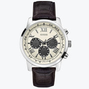  Shop Authentic Guess Chronograph Quartz White Dial Brown Leather Strap Watch For Men - W0380G1 - Luxxuri