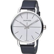  Shop Authentic Calvin Klein Even Silver Dial Black Leather Strap Watch for Men - K7B211CY - Luxxuri
