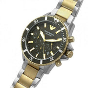  Shop Authentic Emporio Armani Diver Chronograph Green Dial Two Tone Steel Strap Watch For Men - AR11361 - Luxxuri