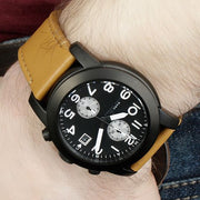  Shop Authentic Marc Jacobs Larry Chronograph Black Dial Brown Leather Strap Watch for Men - MBM5053 - Luxxuri