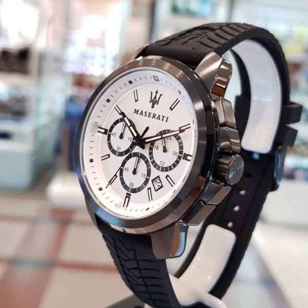  Shop Authentic Maserati Successo 44mm White Dial Black Silicone Strap Watch For Men - R8871621010 - Luxxuri