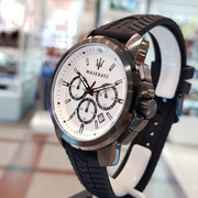  Shop Authentic Maserati Successo 44mm White Dial Black Silicone Strap Watch For Men - R8871621010 - Luxxuri
