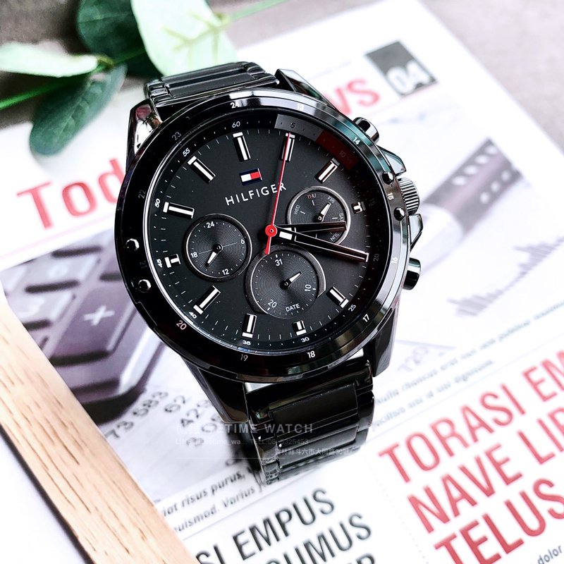  Shop Authentic Tommy Hilfiger Mason Chronograph Black Dial Black Steel Strap Watch For Men - 1791935 - Luxxuri