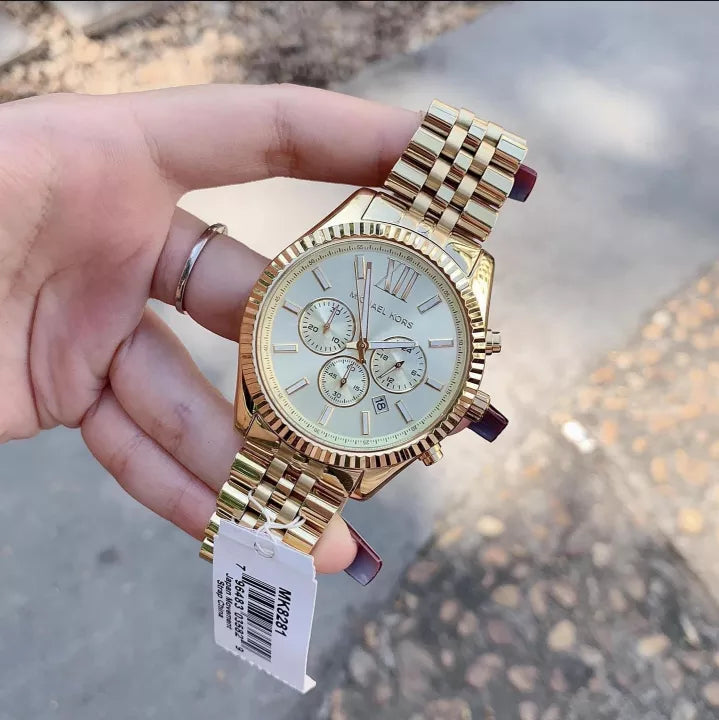  Shop Authentic Michael Kors Lexington Gold Dial Gold Steel Strap Watch for Men - MK8281 - Luxxuri