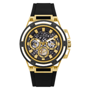  Shop Authentic Guess Matrix Multifunction Gold Dial Black Rubber Strap Watch For Men - GW0423G2 - Luxxuri