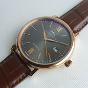  Shop Authentic IWC Portofino Automatic Grey Dial Brown Leather Strap Watch for Men - IW356511 - Luxxuri