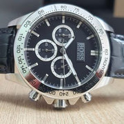  Shop Authentic Hugo Boss Ikon Black Dial Black Leather Strap Watch for Men - 1513178 - Luxxuri