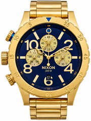 Nixon 48-20 Chrono Blue Dial Gold Steel Strap Watch for Men - A486-1922