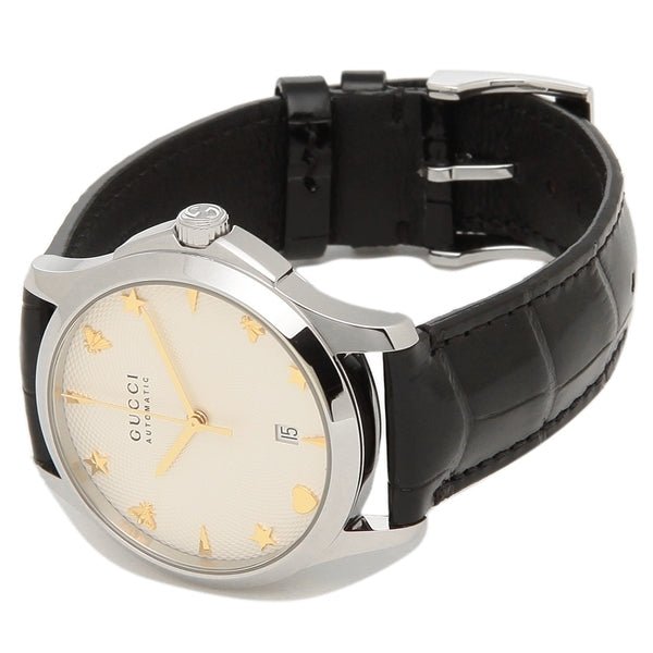  Shop Authentic Gucci G Timeless Automatic Silver Dial Black Leather Strap Unisex Watch - YA126468 - Luxxuri