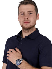  Shop Authentic Michael Kors Cunningham Multifunction Blue Dial Silver Steel Strap Watch For Men - MK7153 - Luxxuri