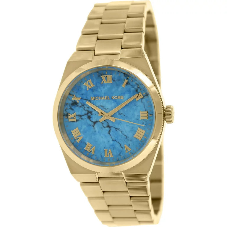  Shop Authentic Michael Kors Channing Turquoise Dial Gold Steel Strap Watch For Women - MK5894 - Luxxuri