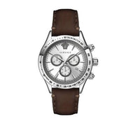  Shop Authentic Versace Classic Chronograph Quartz Silver Dial Brown Leather Strap Watch For Men - VEV700119 - Luxxuri