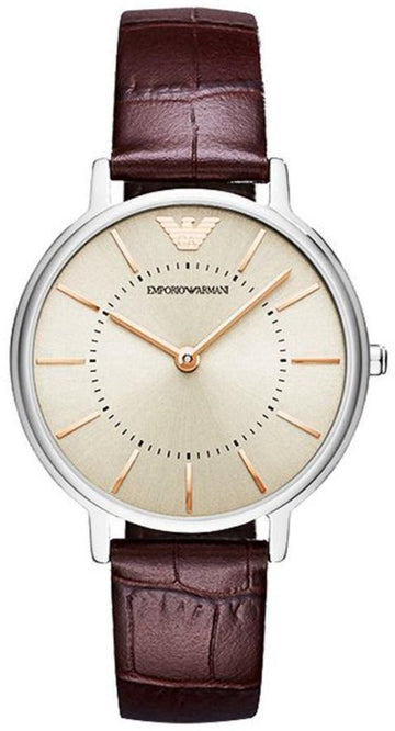  Shop Authentic Emporio Armani Dress Quartz Silver Dial Brown Leather Strap Watch For Women - AR11063 - Luxxuri