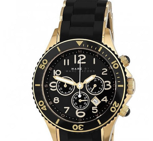  Shop Authentic Marc Jacobs Rock Chronograph Black Dial Black Silicone Strap Watch for Women - MBM2552 - Luxxuri