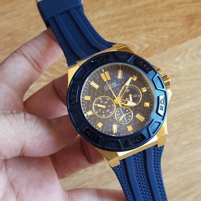 Shop Authentic Guess Force Blue & Rose Gold Dial Blue Silicone Strap Watch For Men - W0674G2 - Luxxuri