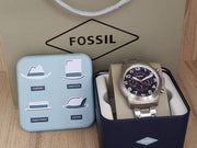  Shop Authentic Fossil Pilot 54 Chronograph Navy Blue Dial Silver Steel Strap Watch for Men - FS5203 - Luxxuri