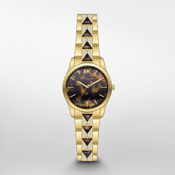  Shop Authentic Michael Kors Runway Mercer Analog Brown Dial Gold Steel Strap Watch For Women - MK6855 - Luxxuri