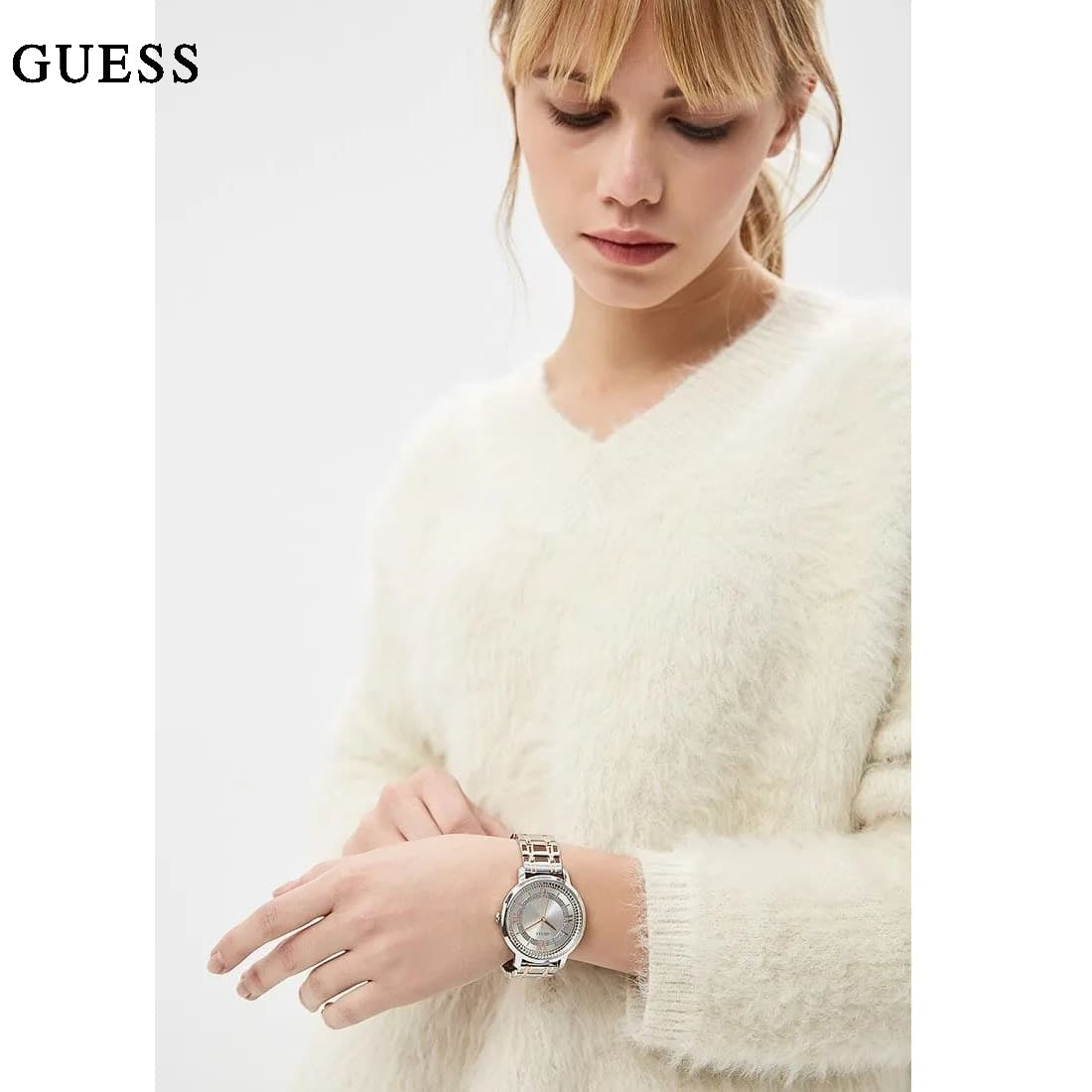  Shop Authentic Guess Montauk Silver Dial Two Tone Steel Strap Watch For Women - W0933L6 - Luxxuri
