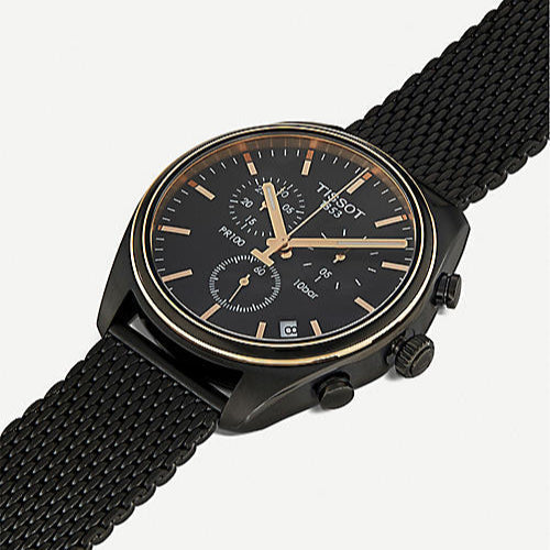  Shop Authentic Tissot T Classic PR 100 Chronograph Anthracite Black Dial Black Mesh Bracelet Watch For Men - T101.417.23.061.00 - Luxxuri