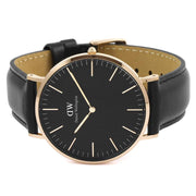  Shop Authentic Daniel Wellington Classic Sheffield Black Dial Black Leather Strap Watch For Men - DW00100127 - Luxxuri