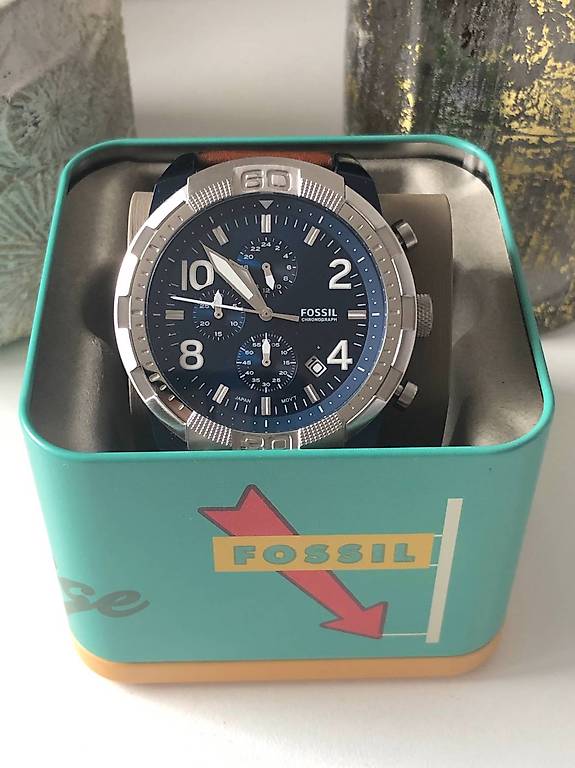  Shop Authentic Fossil Bronson Chronograph Luggage Blue Dial Brown Leather Strap Watch for Men - FS5829 - Luxxuri