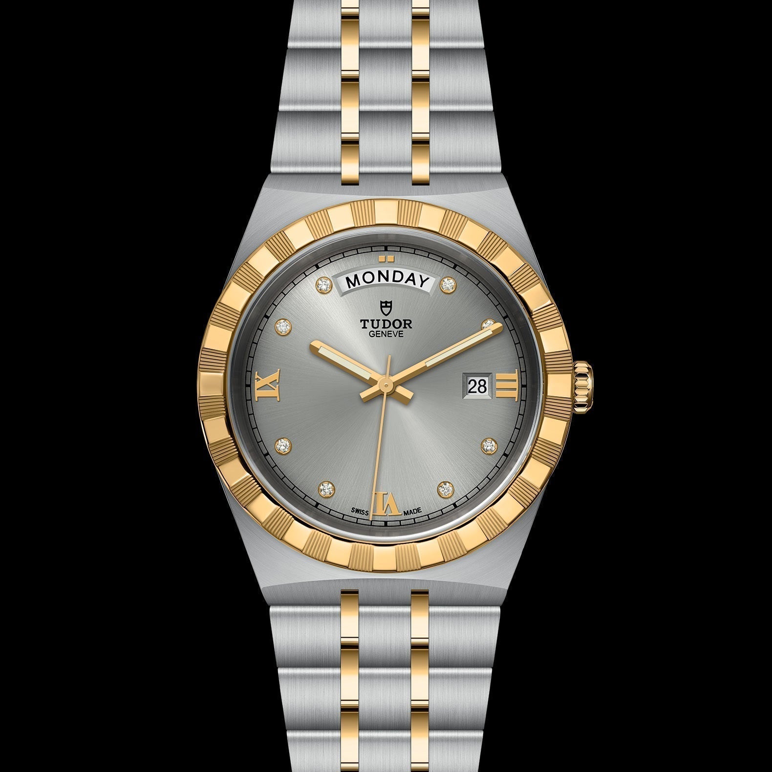  Shop Authentic Tudor Royal Diamonds Automatic Grey Dial Two Tone Steel Strap Watch for Men - M28603-0002 - Luxxuri