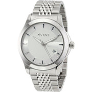  Shop Authentic Gucci G Timeless Silver Dial Silver Steel Strap Watch For Men - YA126401 - Luxxuri