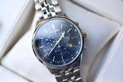  Shop Authentic Citizen Eco Drive Chronograph Blue Dial Silver Steel Strap Watch For Men - AT2140-55L - Luxxuri
