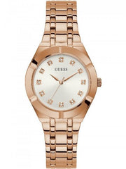  Shop Authentic Guess Crystalline Diamonds Silver Dial Rose Gold Steel Strap Watch for Women - GW0114L3 - Luxxuri
