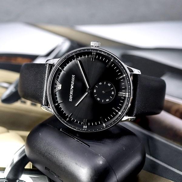  Shop Authentic Emporio Armani Gianni Quartz Black Dial Black Leather Strap Watch For Men - AR0382 - Luxxuri