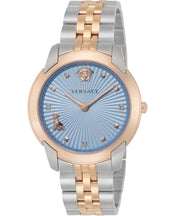  Shop Authentic Versace Audrey Quartz Blue Dial Two Tone Steel Strap Watch for Women - VELR00619 - Luxxuri