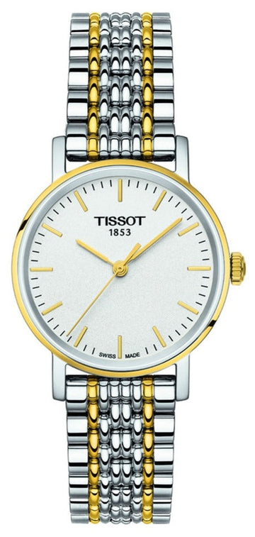  Shop Authentic Tissot T Classic Everytime Small White Dial Two Tone Mesh Bracelet Watch For Women - T109.210.22.031.00 - Luxxuri