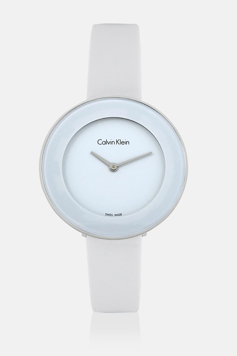  Shop Authentic Calvin Klein Chic White Dial White Leather Strap Watch for Women - K7N23TK2 - Luxxuri