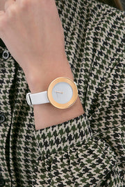  Shop Authentic Calvin Klein Chic White Dial White Leather Strap Watch for Women - K7N236K2 - Luxxuri