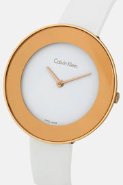  Shop Authentic Calvin Klein Chic White Dial White Leather Strap Watch for Women - K7N236K2 - Luxxuri