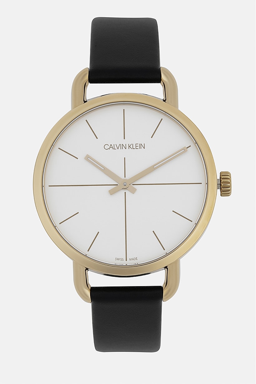  Shop Authentic Calvin Klein Even White Dial Black Leather Strap Watch for Women - K7B236C6 - Luxxuri