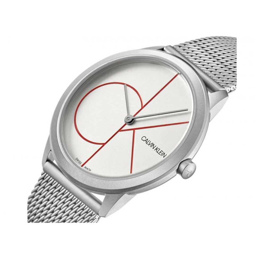  Shop Authentic Calvin Klein Minimal White Dial Silver Mesh Bracelet Watch for Women - K3M52152 - Luxxuri